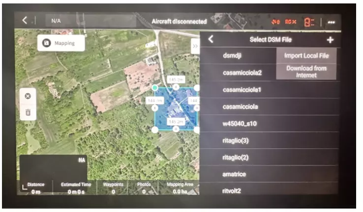 Funzione "Select DSM File" in DJI Pilot 2