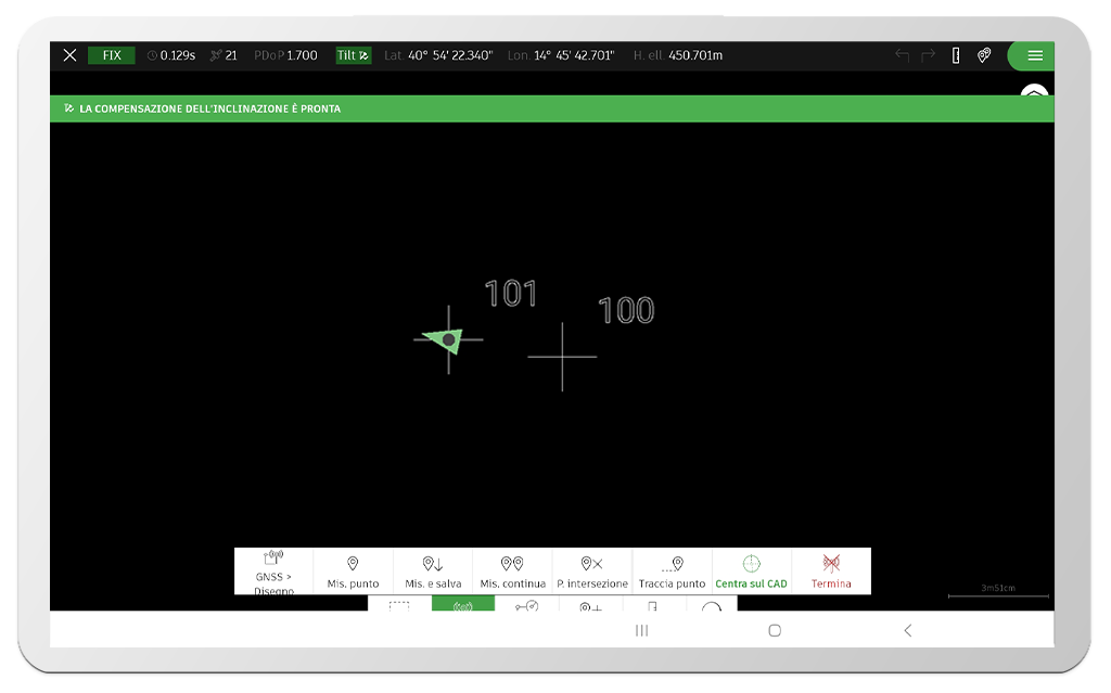 compensazione dell inclinazione tilt software da campo tpad - strumenti topografici