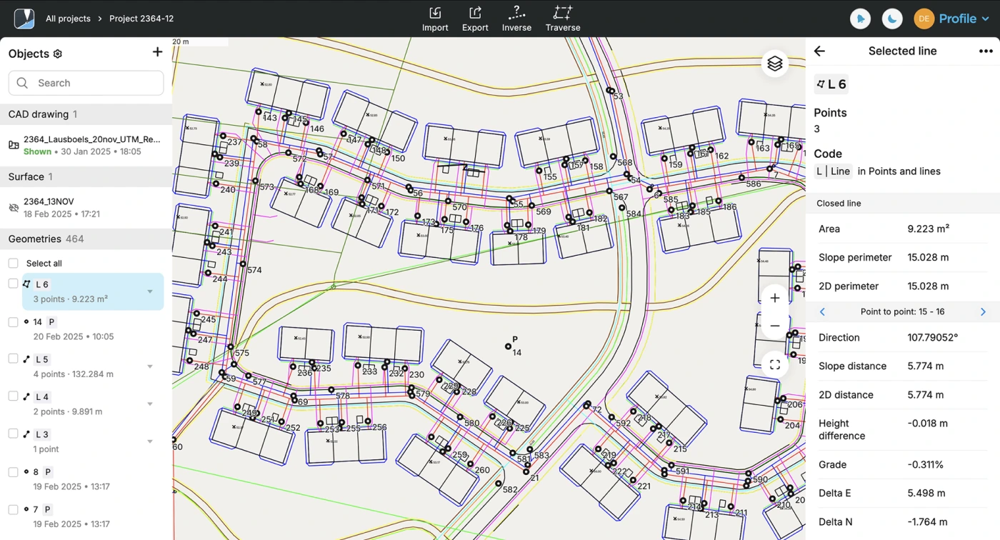 funzione di disegno cad emlid flow strumenti topografici