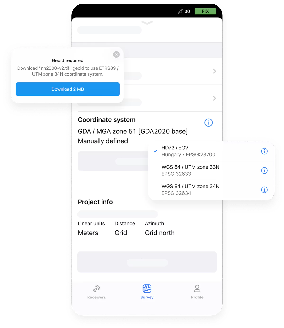 libreria di sistemi di coordinate e strumento di sistema personalizzato app emlid flow strumenti topografici