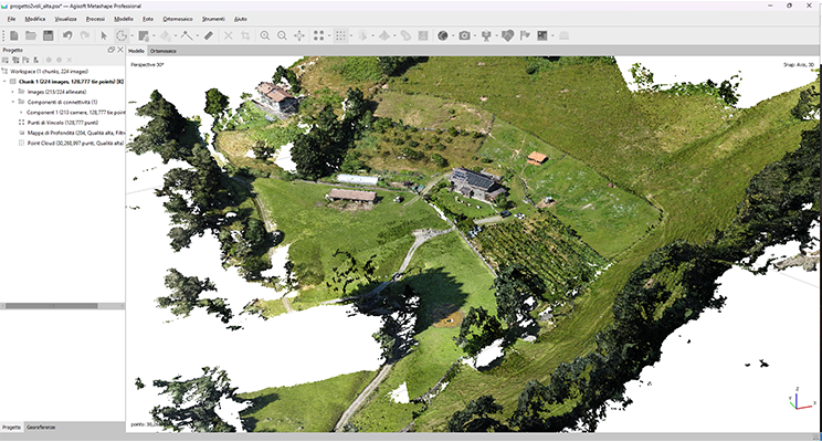 modelli 3d ortofoto e nuvole di punti da fotografie - software metashape strumenti topografici
