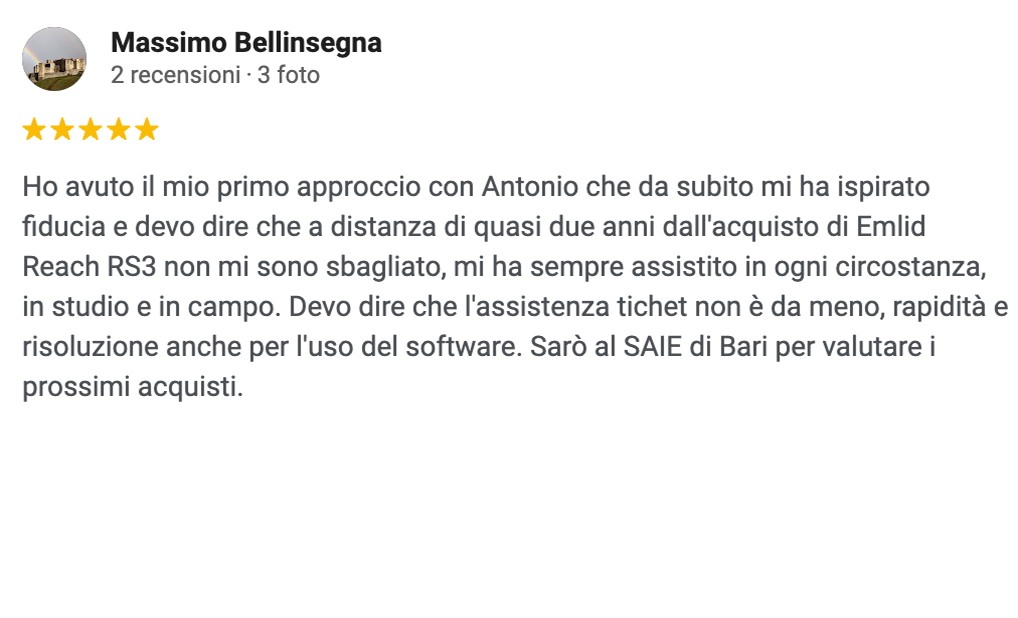 recensione google cliente due strumenti topografici