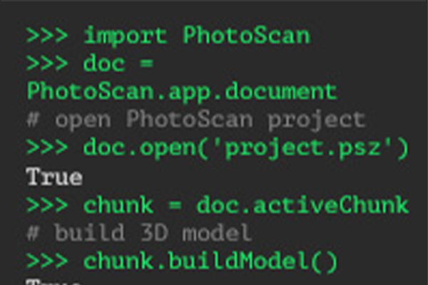 script python per automatizzare il workflow - software metashape strumenti topografici