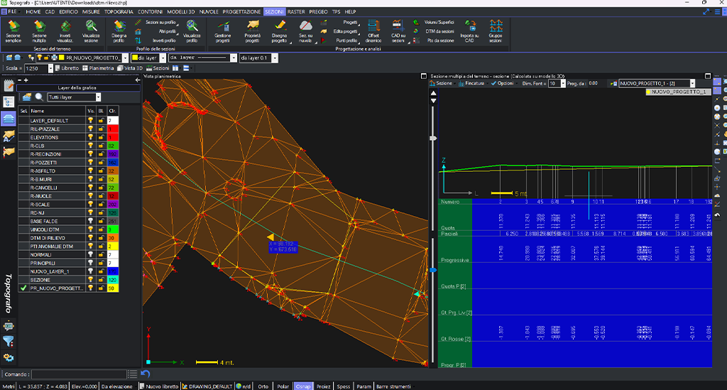 topografo software per profili e e progettazione su sezioni strumenti topografici