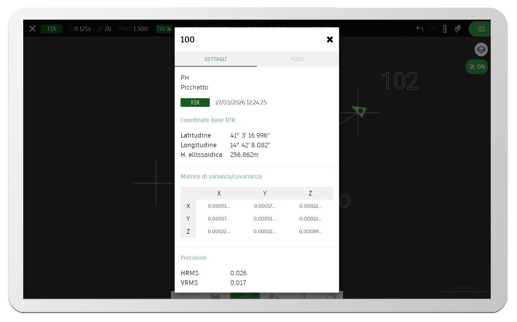 tpad app topografica calcolo automatico matrici varianza e covarianza - strumenti topografici