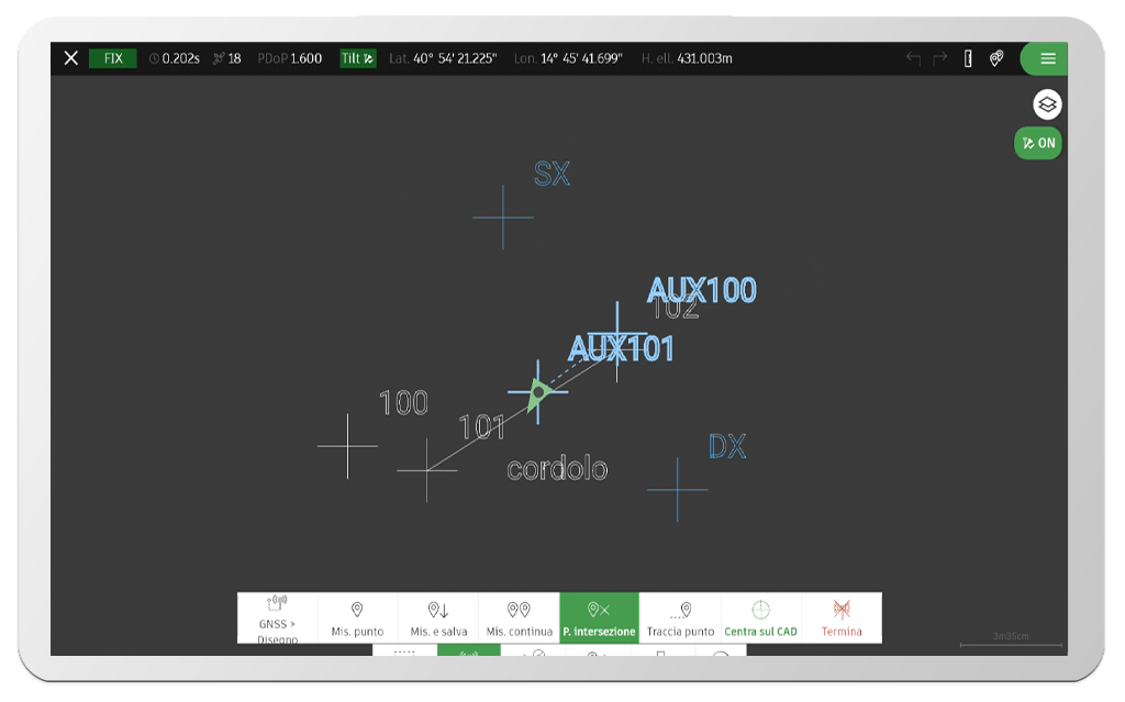 tpad app topografica punti nascosti - strumenti topografici