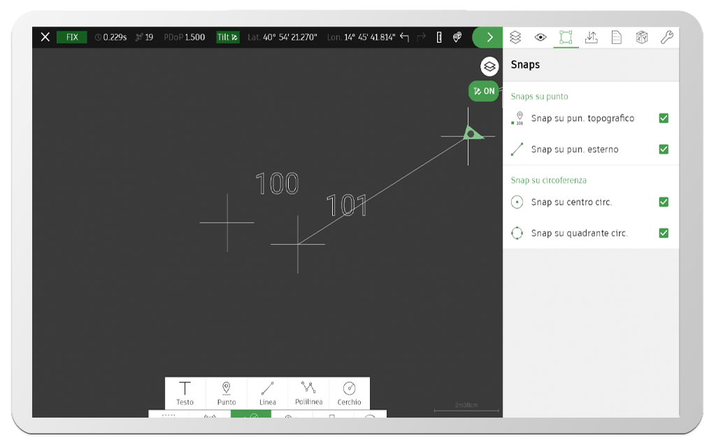 tpad app topografica strumenti di snap - strumenti topografici