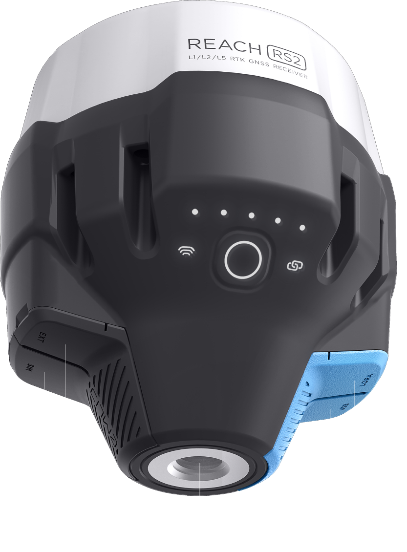 Emlid Reach RS2 vista dal basso con indicazioni