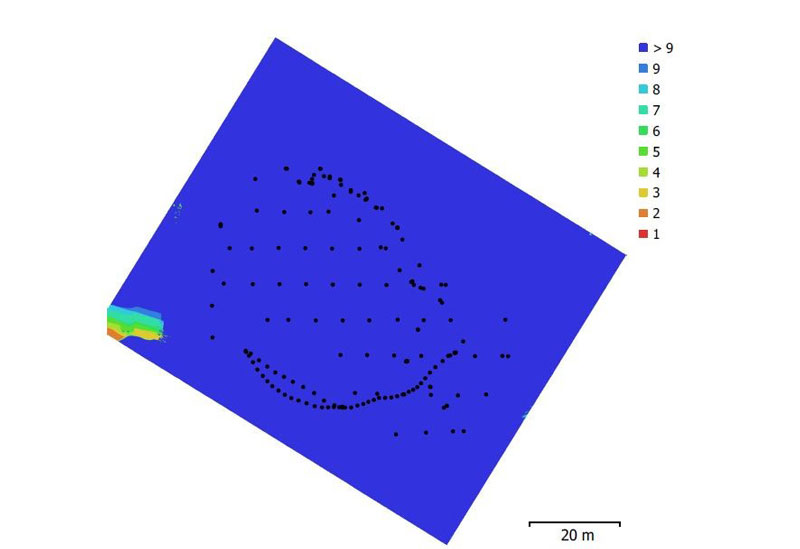 Posizioni delle Cameras Position e overlap tra i fotogrammi