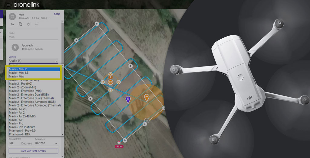 DJI Mavic Mini 2 con Dronelink per volare per Waypoint