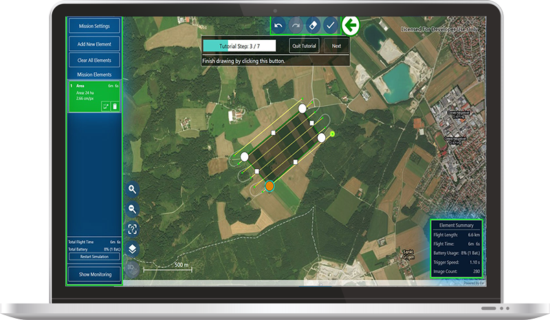 Elaborazione dei dati della missione di volo con QBase 3D di Trinity F90+