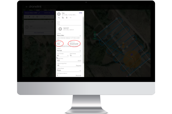 Dronelink - impostazione della missione di volo